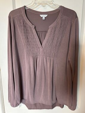 Lucky Brand Smocked V-Neck Top, XL